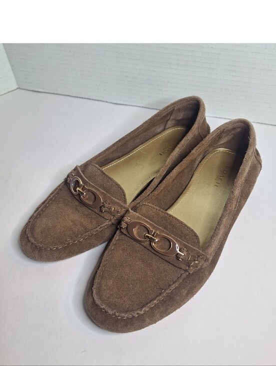 Coach Shoes - Coach Fortunata Moccasin Loafers Womens Size 8B Brown Suede Driver Flats Slip On